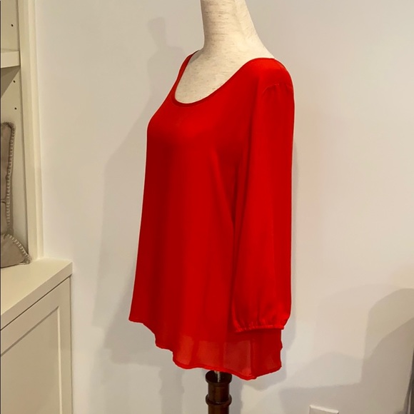 Red boat neck 3/4 length sleeve top - Picture 2 of 6